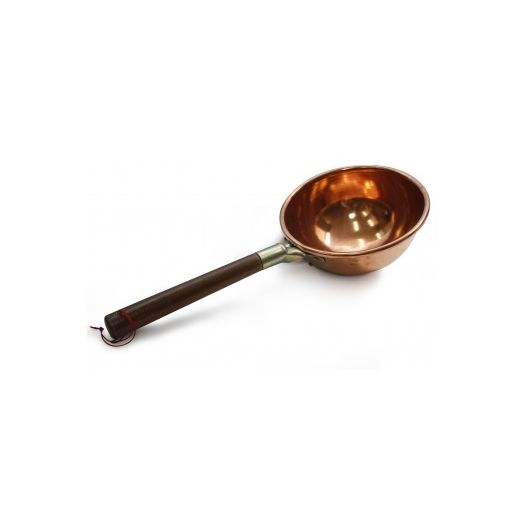 COPPER  spherical zabaglione pan with wooden handle