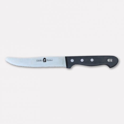 Serrated Steak Knife Set of 6 - Black Handle