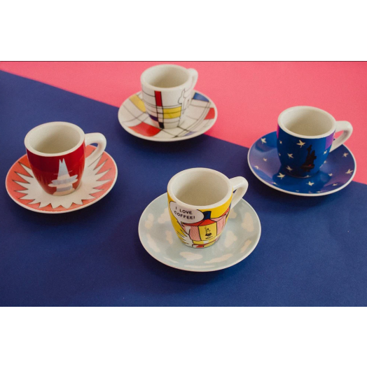 Bialetti Espresso Cups & Saucers 4 Set - Arte