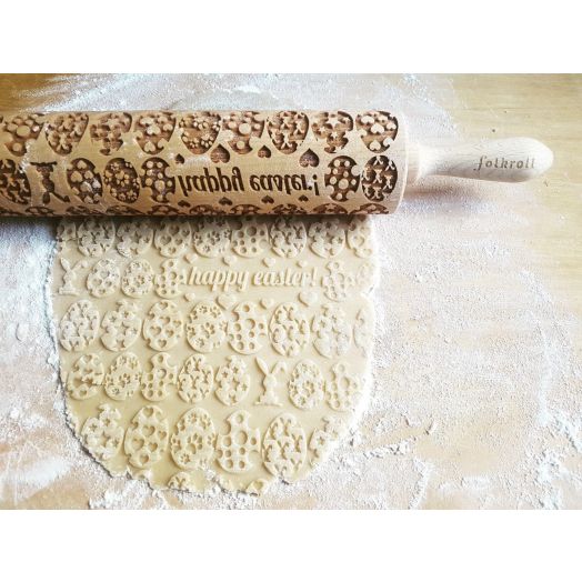 'FOLKROLL' Engraved Rolling Pin - Happy Easter