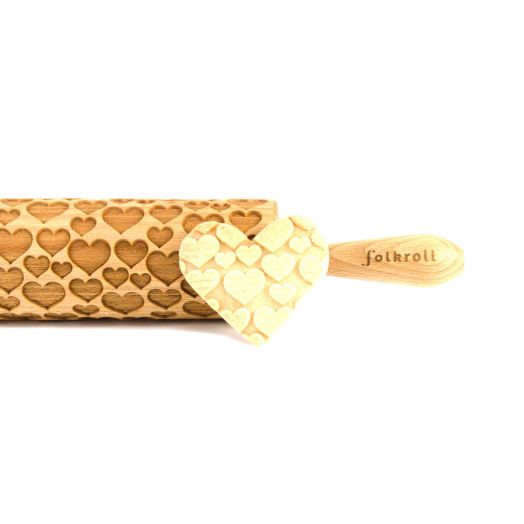 'FOLKROLL' Engraved Rolling Pin - Hearts 