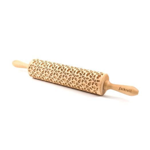 Folkroll Engraved Rolling Pin - Christmas Holly