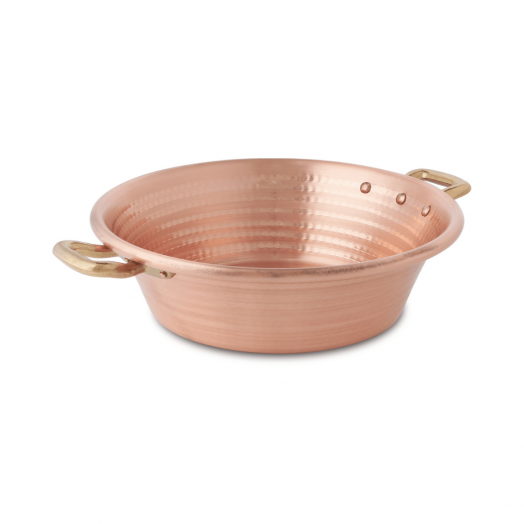 Height 2 cm with Rim 38 cm Copper Agnelli for Hammered Farinata Conical Cake Tin-Plated Copper Baking Tray 